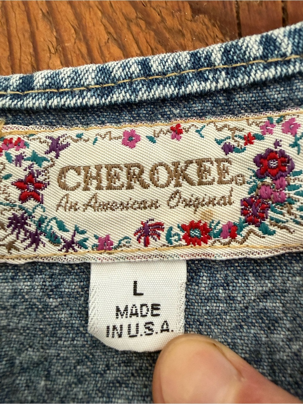 Vintage Cherokee Denim Button-Front Vest with Lace Trim - Picture 6 of 7